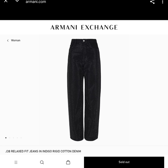Armani Exchange Black Rhinestone Relaxed Fit Jeans - Picture 1 of 4